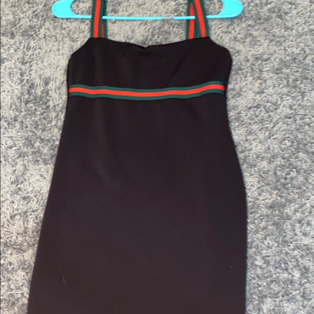 Black dress with gucci stripes